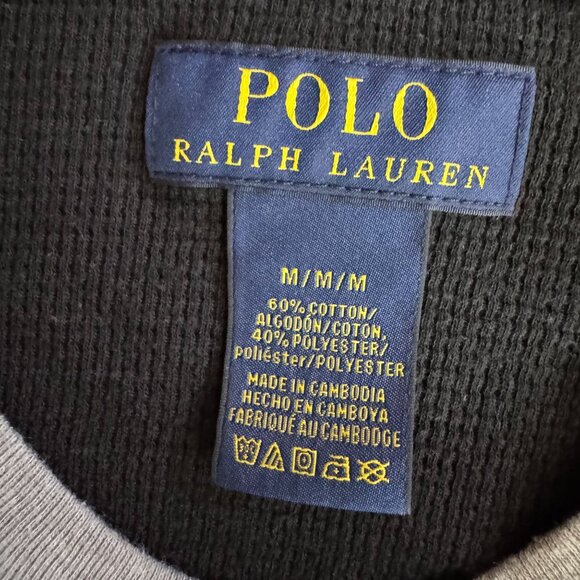 Polo Ralph‎ Lauren Mens Waffle Knit Thermal Shirt M Two Tone Casual Pony Preppy - Picture 4 of 7
